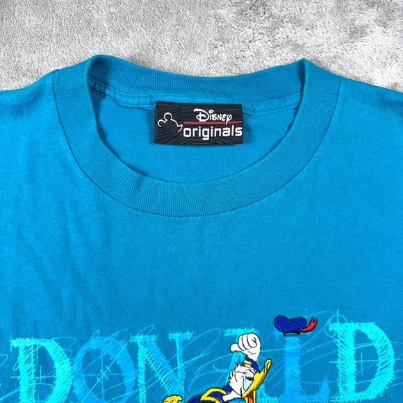 Disney Originals Donald Duck Graphic Tee L XL Blue 90s Vintage Cartoon - Picture 2 of 6